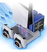 SOTY PS5/Slim/Pro Cooling Stand and Dual Controller Charging Station with RGB Lights ; 11 Game Di...