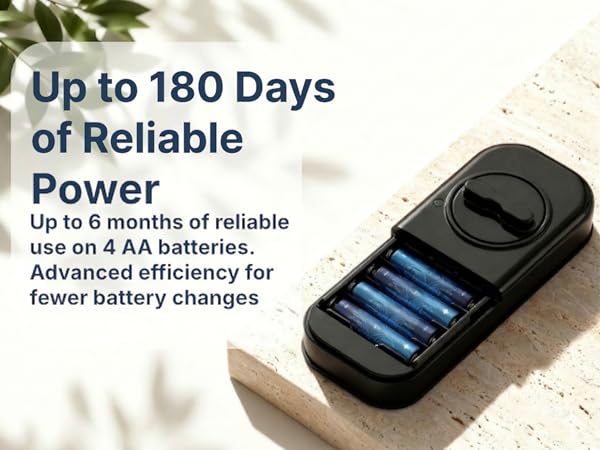 Long lasting battery power up to 180 days with low battery notifications