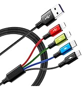 Multi Charging Cable, [2Pack 6Ft] 4 in 1 Braided Multi Fast Charging Cord, Multiple Charger USB C...