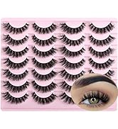 FARRED Wispy Mink Lashes Fluffy False Eyelashes 14 Pairs Fake Eyelashes Natural Look Short Natura...