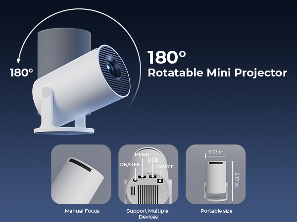 180° rotatable mini projector