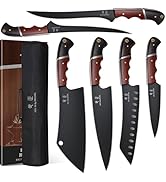 DRGSKL Kitchen Knife Set with Bag - 6 PCS Chef Knife Set - Cleaver, Boning, Fillet, Santoku, Kitc...