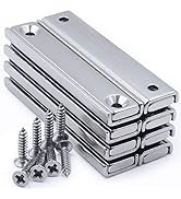 Strong Neodymium Rectangular Pot Magnets with Counter Bore, Countersunk Hole Magnets with Mountin...