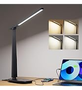 Honeywell LED Desk Lamp for Home Office, Dimmable Desk Light with USB A+C Dual Charging, 4 Modes ...
