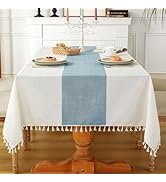 Laolitou Rustic Tablecloth Cotton Linen Waterproof Tablecloths Burlap Table Cloths for Kitchen Di...