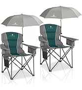 CAMPHILL 2 Pack Oversized Camping Chairs with Adjustable Umbrella-Folding Padded Lawn Chair with ...