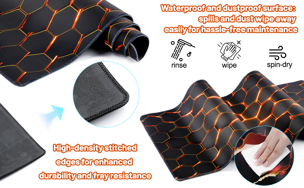 Reinforced edges; water-resistant and easy to clean