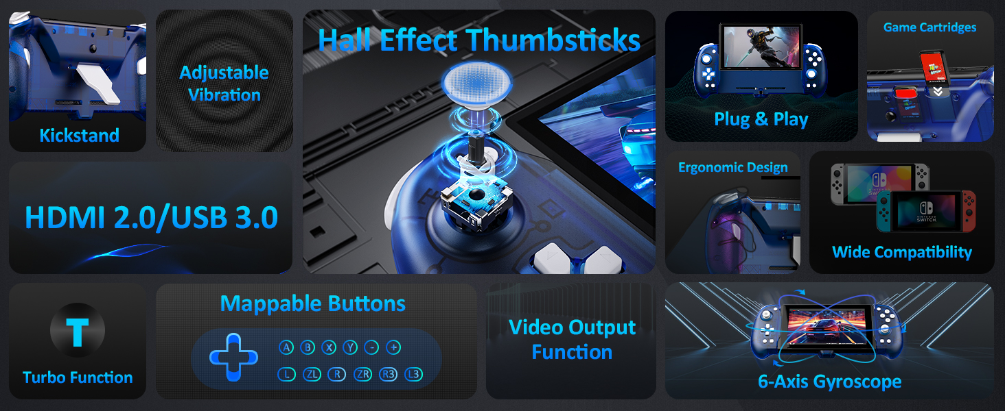 This is a collection of selling points for the 2163 Nintendo Switch gripcons.