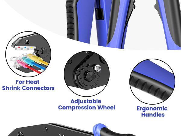 AWG 24-10 Automatic Stripper Tool with AWG 22-10 Ratchet Wire Crimper For Heat Shrink Connectors