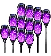KYEKIO Halloween Decorations Outdoor, 12Pack Purple Solar Halloween Lights, Solar Torch Lights wi...