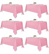 Fitable Pink Tablecloths for Rectangle Tables, 6 Pack - 70 x 120 Inches - Reusable and Washable T...