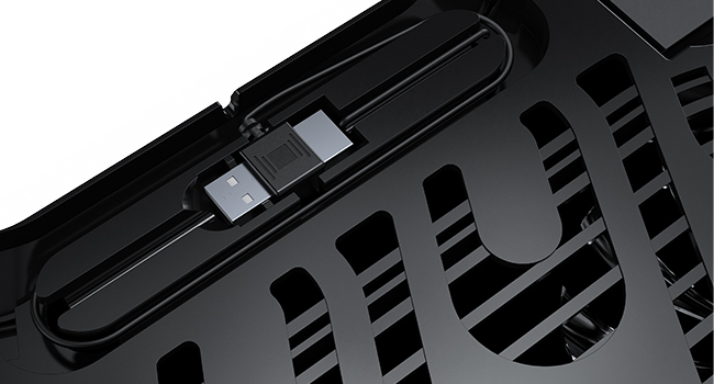 Laptop cooling pad with hidden storage design in back for USB cable,easy to carry