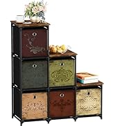 VASICAR 6 Drawers Pattern Organizations Storage Cabinet, Decorative Storage Cube Chest, Small Dre...
