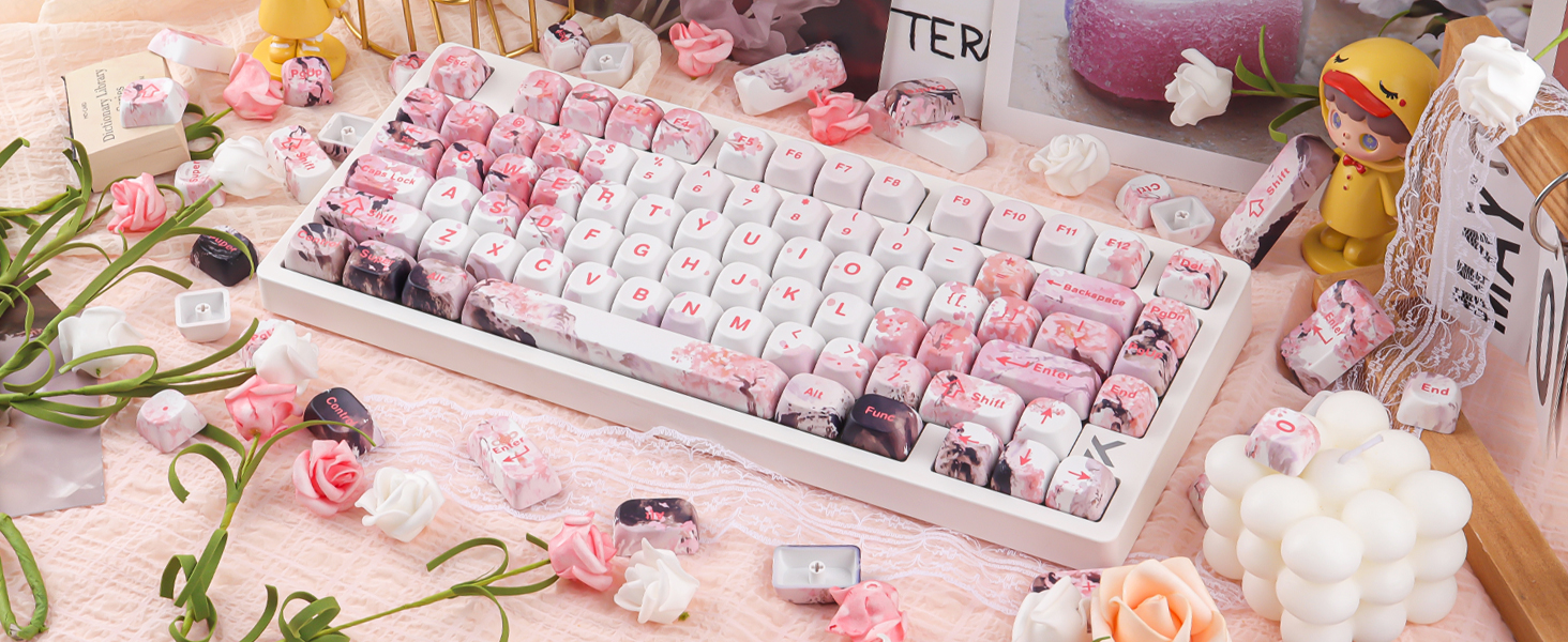 Landscape Painting Sakura Pink Cute Keycap Set