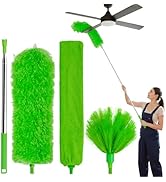 Cobweb Duster with Extension Pole, 3-in-1 Washable Cobweb Duster, Duster with 15-100-Inch Telesco...