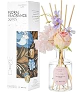 Chloefu Lan Premium Reéd Diffuser Set with Pink &amp; Purple Flowers Reéd Diffuser Sticks Sandalwood ...