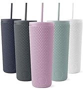Simple Modern Plastic Matte Studded Tumbler with Lid and Straw | Reusable BPA Free Iced Coffee Cu...
