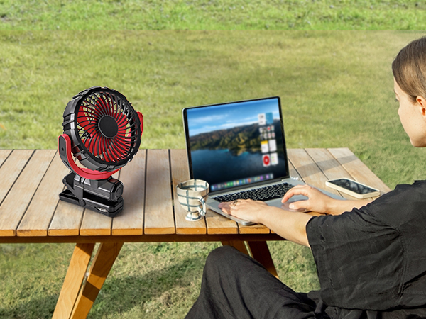 HIYJEN Car Fan 5V USB Small Clip on Sun Visor Fan for Front/Rear Seat, 2000mAh Rechargeable