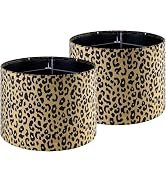 GOSO Drum Leopard Lamp Shades for Table Lamps Set of 2 Medium- Yellow Polka Dots Fabric DIY Lamps...