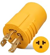 MECMO 30 Amp to 20 Amp 240V Generator Distribution Adapter NEMA L14-30P to 5-15/20R or 6-15/20R, ...