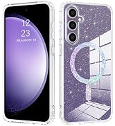 DOMAVER Magnetic for Samsung Galaxy S23 FE Case Clear Glitter [Compatible with MagSafe] Bling Spa...