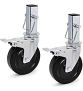 ELFULLY 5 Inch Scaffolding Casters, Set of 2 Baker Scaffold Wheels with Dual Locking Brakes, Heav...