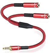 New Nylon Headphone Splitter, Audio Splitter 3.5mm Male TRRS to 2 Dual 3.5mm Female Adapter Nylon...