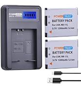 PowerTrust 2 Pack 3.7v NB-11L Replacement Battery and NB-11LH LCD USB Charger for Canon PowerShot...