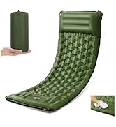 Sleeping Pad for Camping, Ultralight 4.7" Extra-Thick Inflatable Camping Mat with Pillow Built-in...