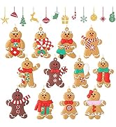 Gingerbread Man Ornaments 12PCS, Christmas Tree Hanging Decorations Assorted Plastic Ginger Man F...