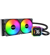 MONTECH HyperFlow Digital 240 CPU Liquid Cooler, 240mm AIO with 3100RPM Pump, 2×120mm E28 ARGB Fa...