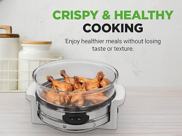 hassle-free cooking method. Simply place the food inside the hot air fryer, set the temperature