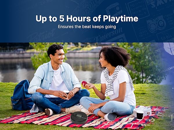 Bluetooth Portable CD Player by Emerson, Listen to Music through speaker outside or in headphones