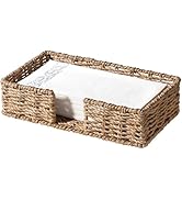 Kordory Seagrass Disposable Guest Towel Holder Tray for Bathroom, Wicker Counter Rectangular Bath...