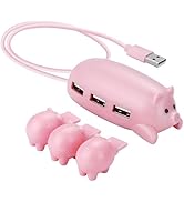 Cute USB Hub, JoyReken Pink Mom Pig USB Hub with 3 Piglet Decoration Lids, Great Gifts for Pig Lo...