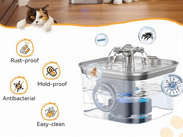 cat water fountain stainless steel