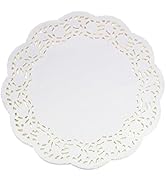 LJY 100 Pieces White Lace Round Paper Doilies Cake Packaging Pads Wedding Tableware Decoration (1...