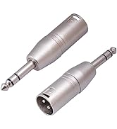 HUALEU 2 Pack 1/4 TRS to XLR Adapter, Balanced Quarter Inch 6.35mm Male to XLR Male Adapter for M...