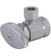 Eastman 1/2 Inch FIP x 3/8 Inch OD Compression Multi-Turn Angle Stop Valve with Brass Stem, Brass...