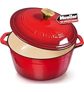 Mueller 6qt Enameled Cast Iron Dutch Oven, Heavy-Duty Casserole and Braiser Pan with Lid and Knob...