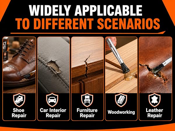Contact cement works on wood, automotive trim, leather, metal, ceramic and foam