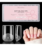 MelodySusie Short Square X Nail Tips - 16 Sizes 160 Pcs, Pre-Shaped Soft Gel, Half Matte Full Cov...