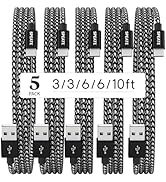 SPEATE USB C Cable, Premium Nylon Braided USB A to Type C Charger Cable [5-Pack, 3/3/6/6/10FT], T...