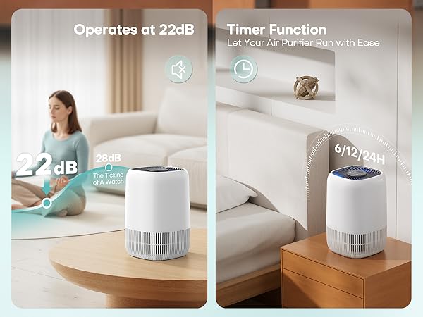 Air Purifiers Home H13 True HEPA Filter 1076 Ft² Pet Hair Odors Pollen Smoke Aroma Quiet 360°Intake