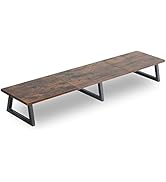 TEAMIX 42 inch Large [Dual] [Monitor] [Riser],Rustic Brown Extra Long TV [Stand Wood &amp; Steel Desk...