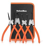 ValueMax 4 PCS Snap Ring Pliers Heavy Duty Set, Circlip Pliers Kit with Straight Bent Jaw Precisi...