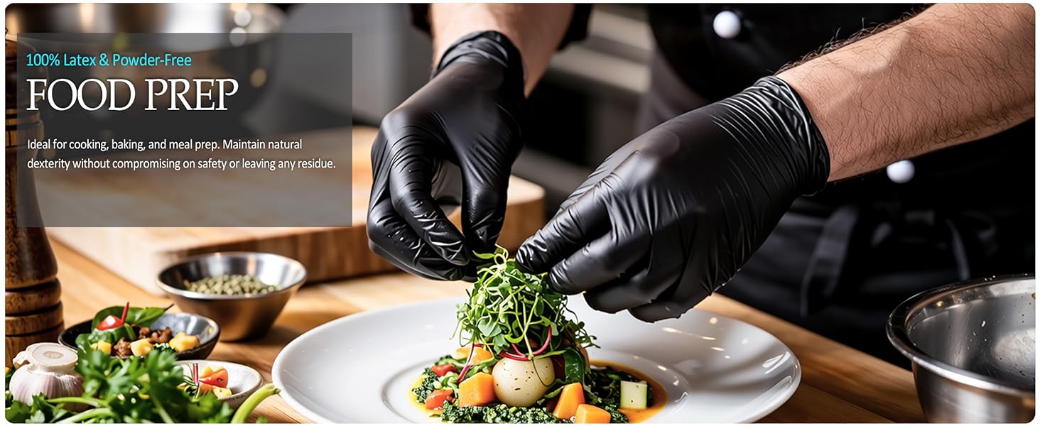 gloves disposable food nitrile prep grade safe cleaning rubber black chemical resistant heavy duty