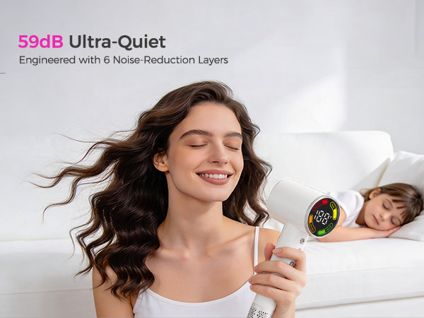 59dB low-noise design:gentle on pets, kids, and light sleepers. No more noise stress.