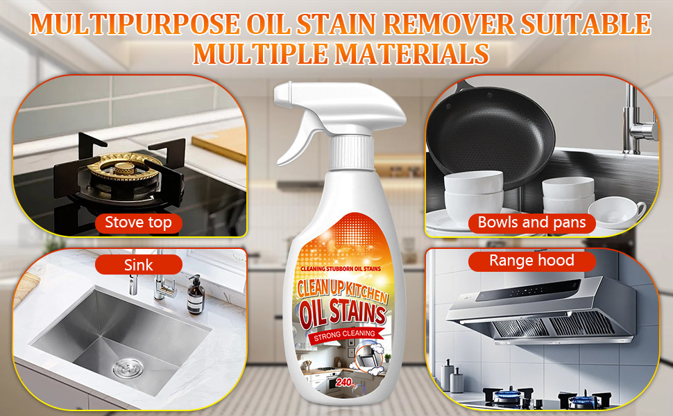 Multipurpose Oil Stain Remover, Strong Grill Cleaner for Restaurant