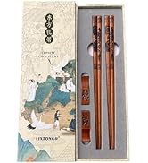 Reusable Wooden Chopsticks Set 2 Pairs - Hand-Carved Dragon Design Food-Safe Non-Toxic Japanese K...